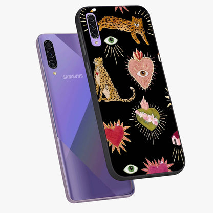 Sacred Jungle Heart Glass Case displayed in angled mockup highlighting lush tropical design with natural aesthetic style.