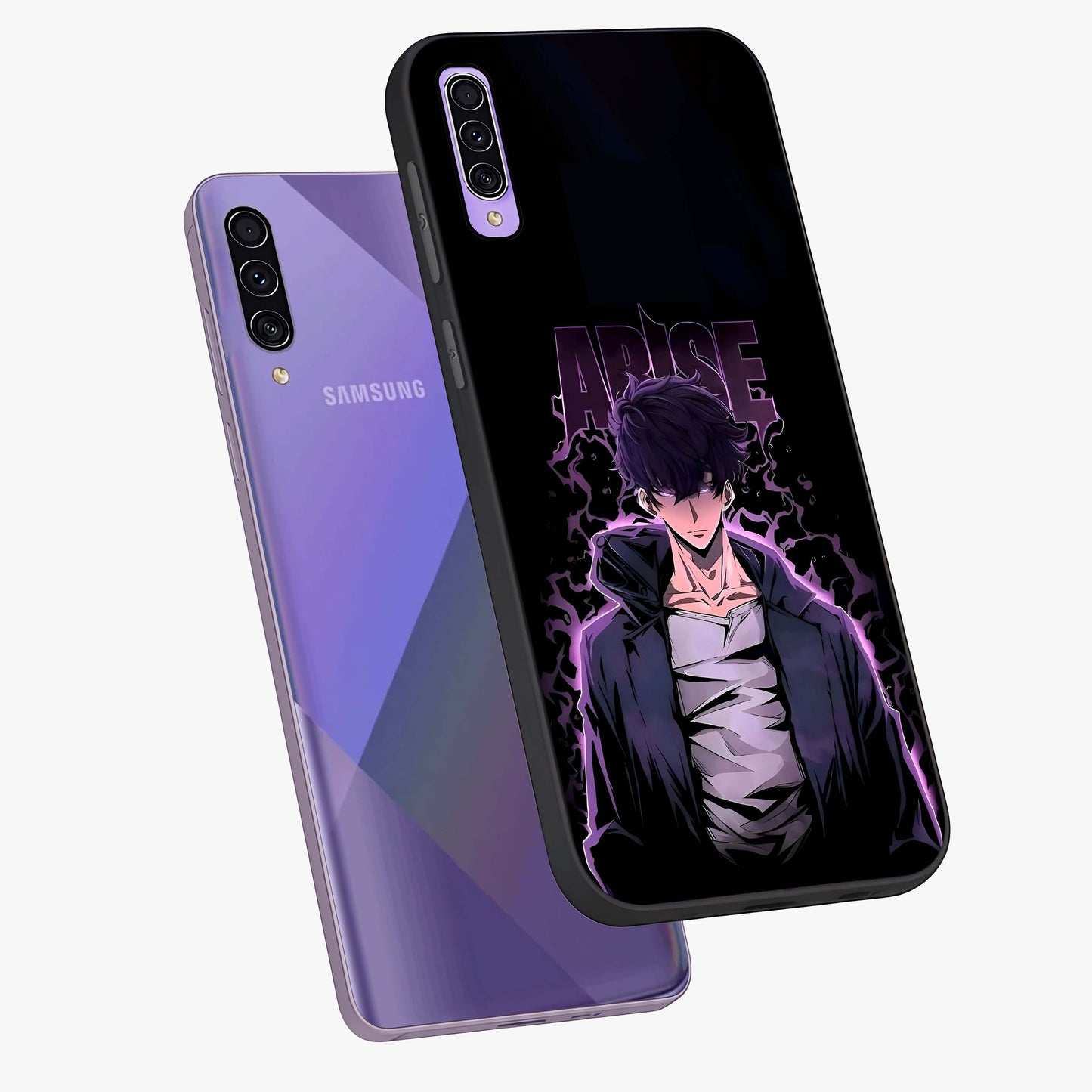 Shadow Monarch Awakening Glass Case displayed in angled mockup highlighting dramatic shadow warrior design with fantasy aesthetic.