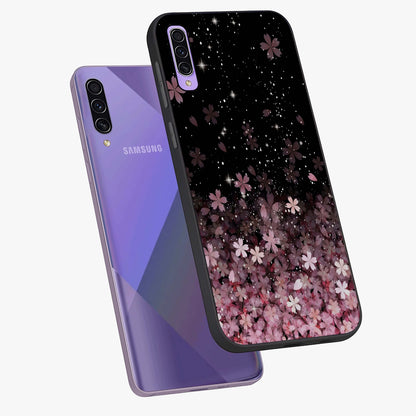 Small Starry Flowers Glass Case displayed in angled mockup highlighting tiny flower pattern with celestial aesthetic style.