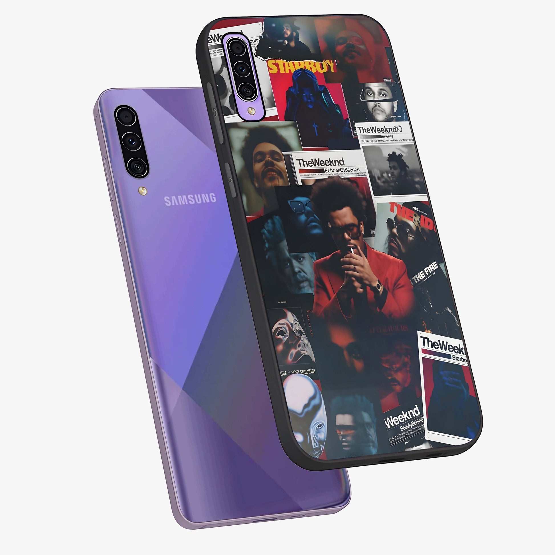 The Weeknd Glass Case displayed in angled mockup highlighting stylish pop culture inspired design with modern aesthetic.