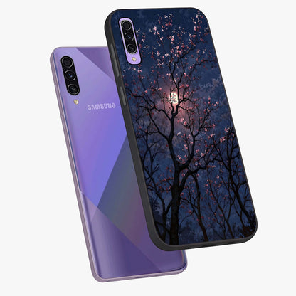 Twilight Sakura Serenade Glass Case displayed in angled mockup highlighting delicate sakura flower design with dreamy aesthetic.