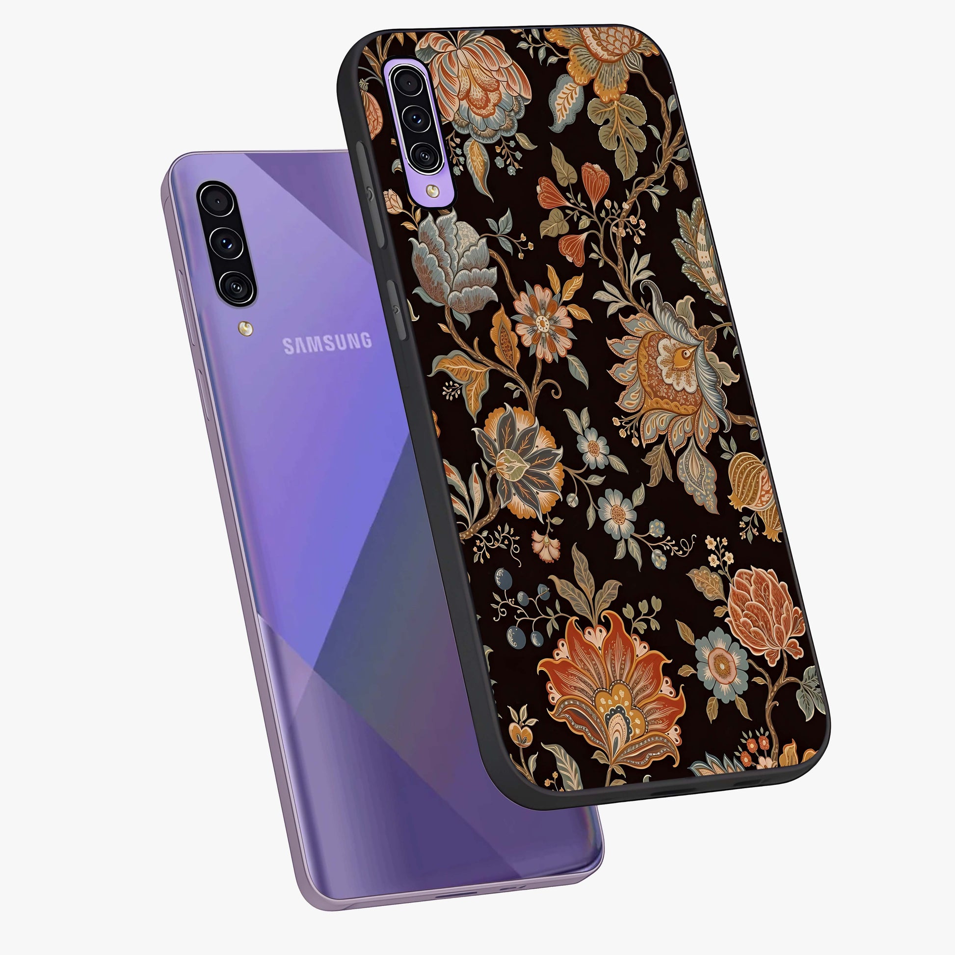 Vintage Floral Dream Glass Case displayed in angled mockup highlighting elegant vintage flower design with soft aesthetic style.