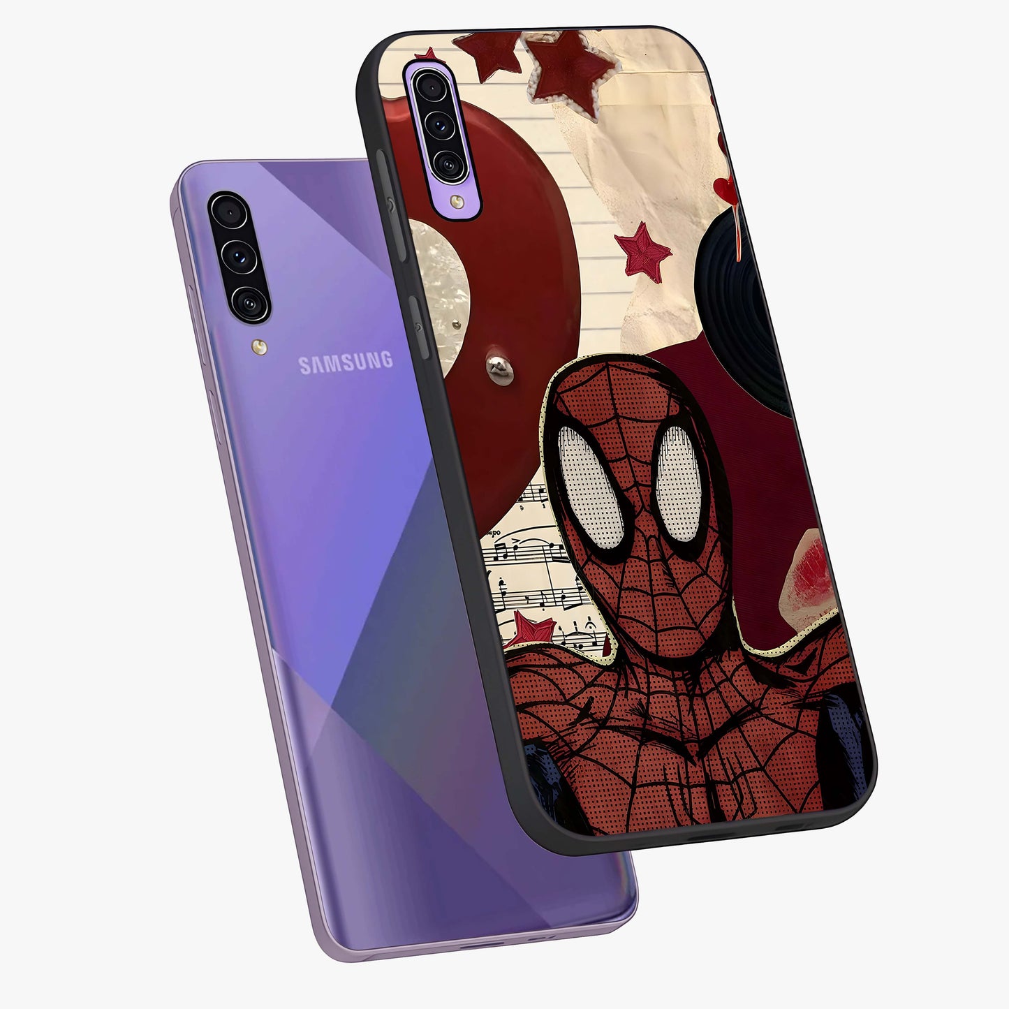 Web Warrior Vibes Glass Case displayed in angled mockup highlighting dynamic web design with comic style aesthetic.