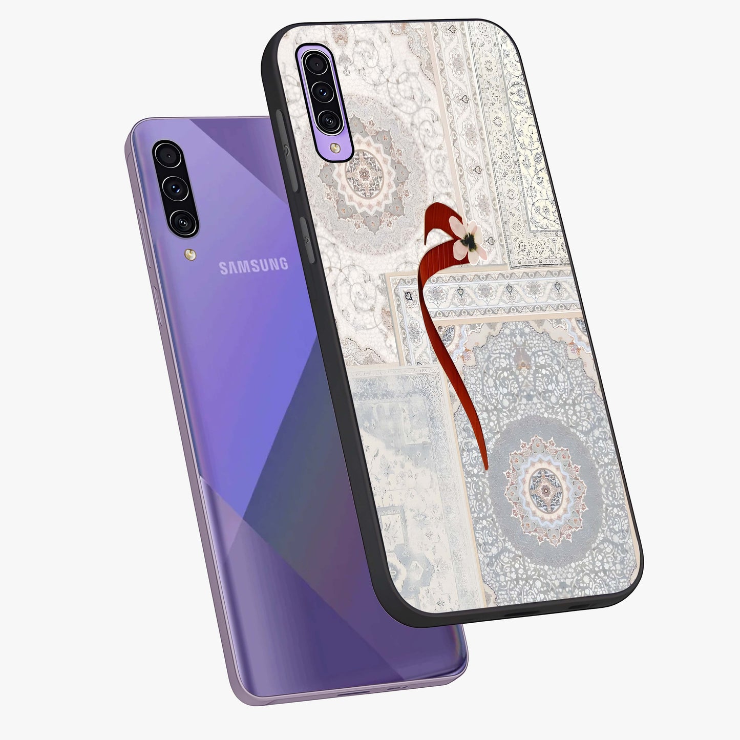 White Aesthetic Bow Glass Case displayed in angled mockup highlighting clean bow design with soft aesthetic style.