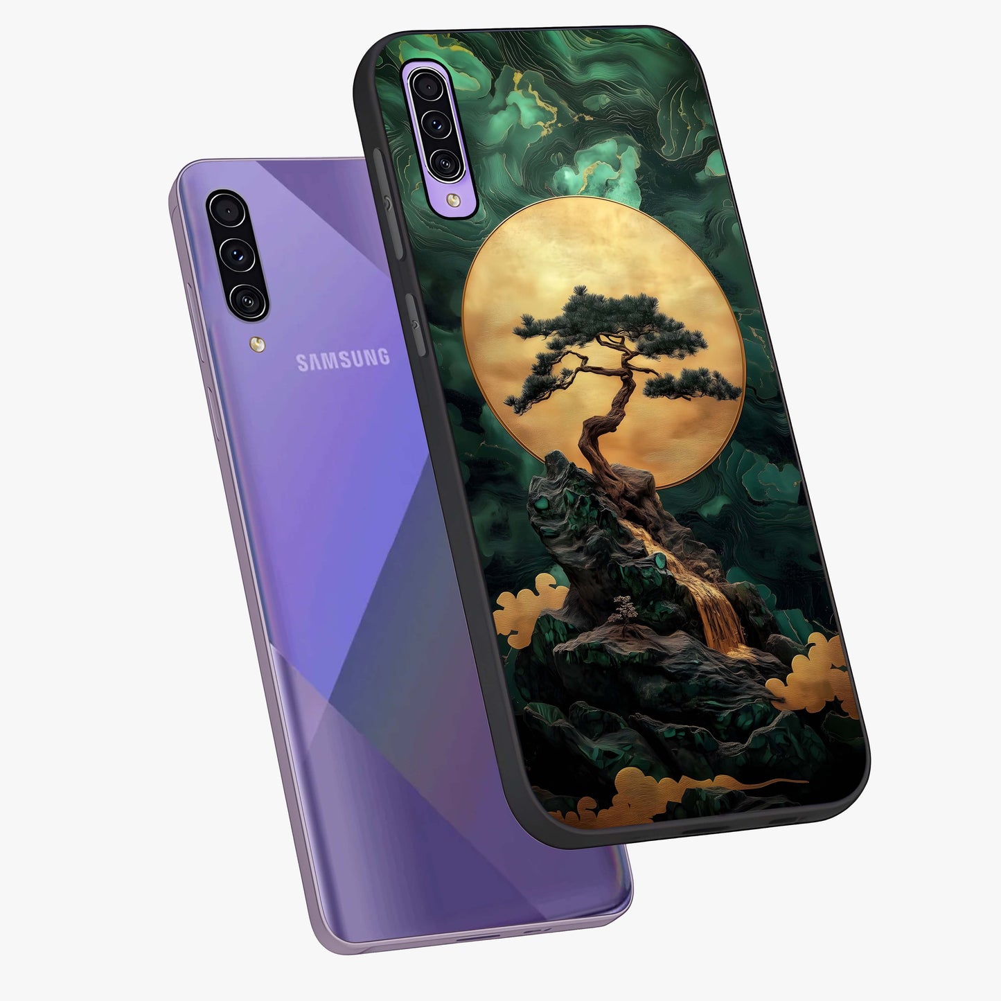 Zen Moon Rise Glass Case displayed in angled mockup highlighting peaceful lunar design with zen aesthetic style.