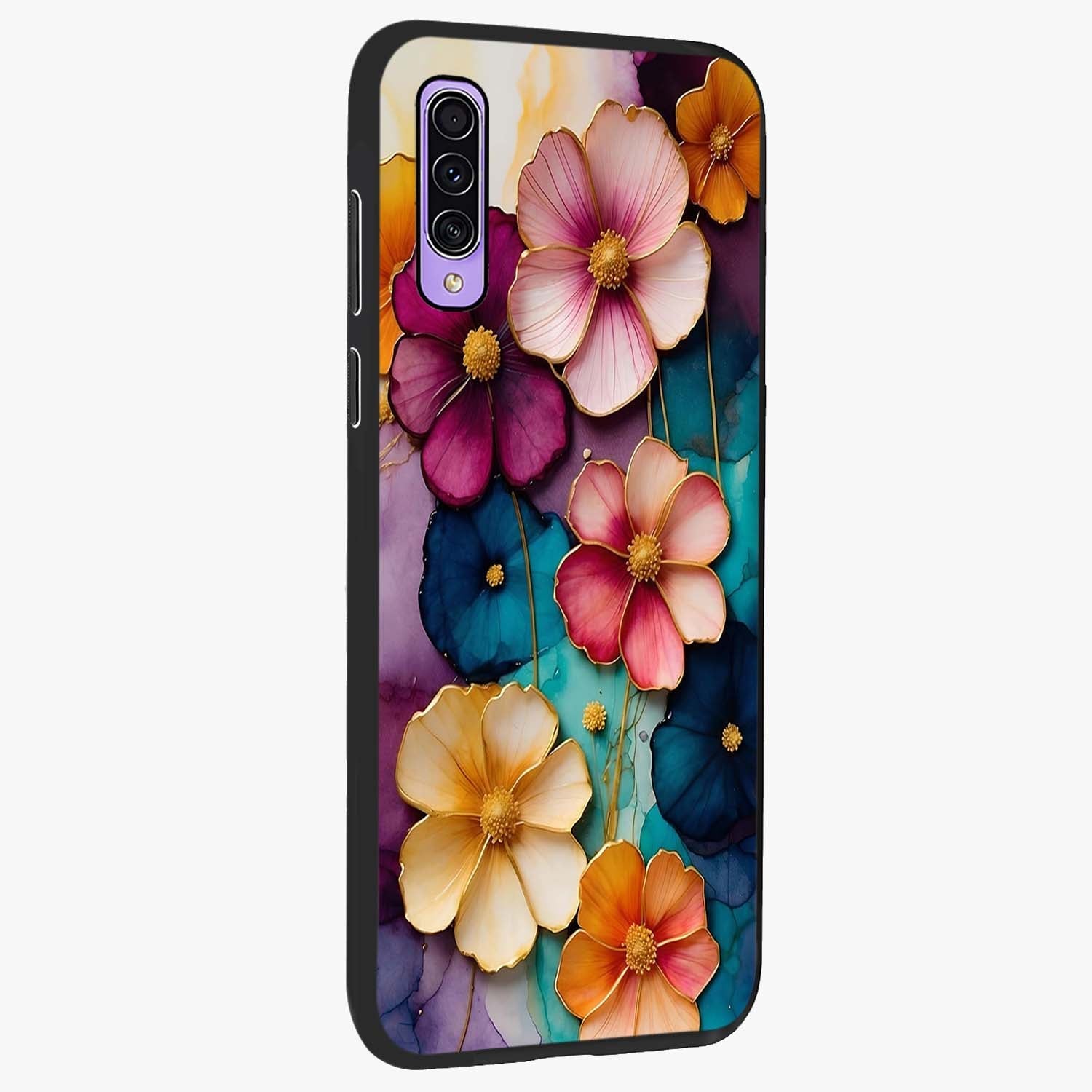 Artlyn Grace Flower Pattern Glass Case upright view showcasing graceful floral artwork with aesthetic botanical style.