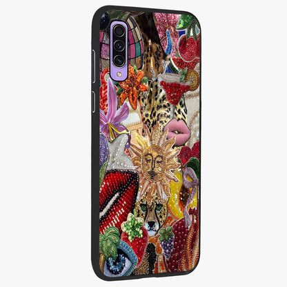 Beaded Fashion Jungle Glass Case upright view showcasing tropical jungle aesthetic with decorative bead elements.
