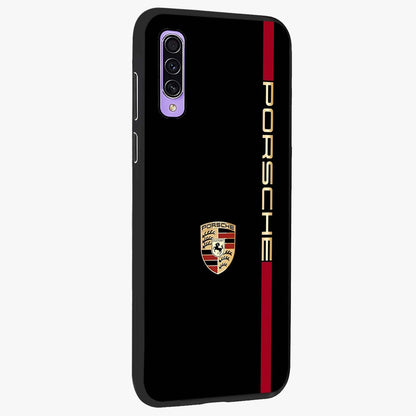 Black Minimal Porsche Glass Case upright view showcasing stylish automotive artwork with bold minimal theme.
