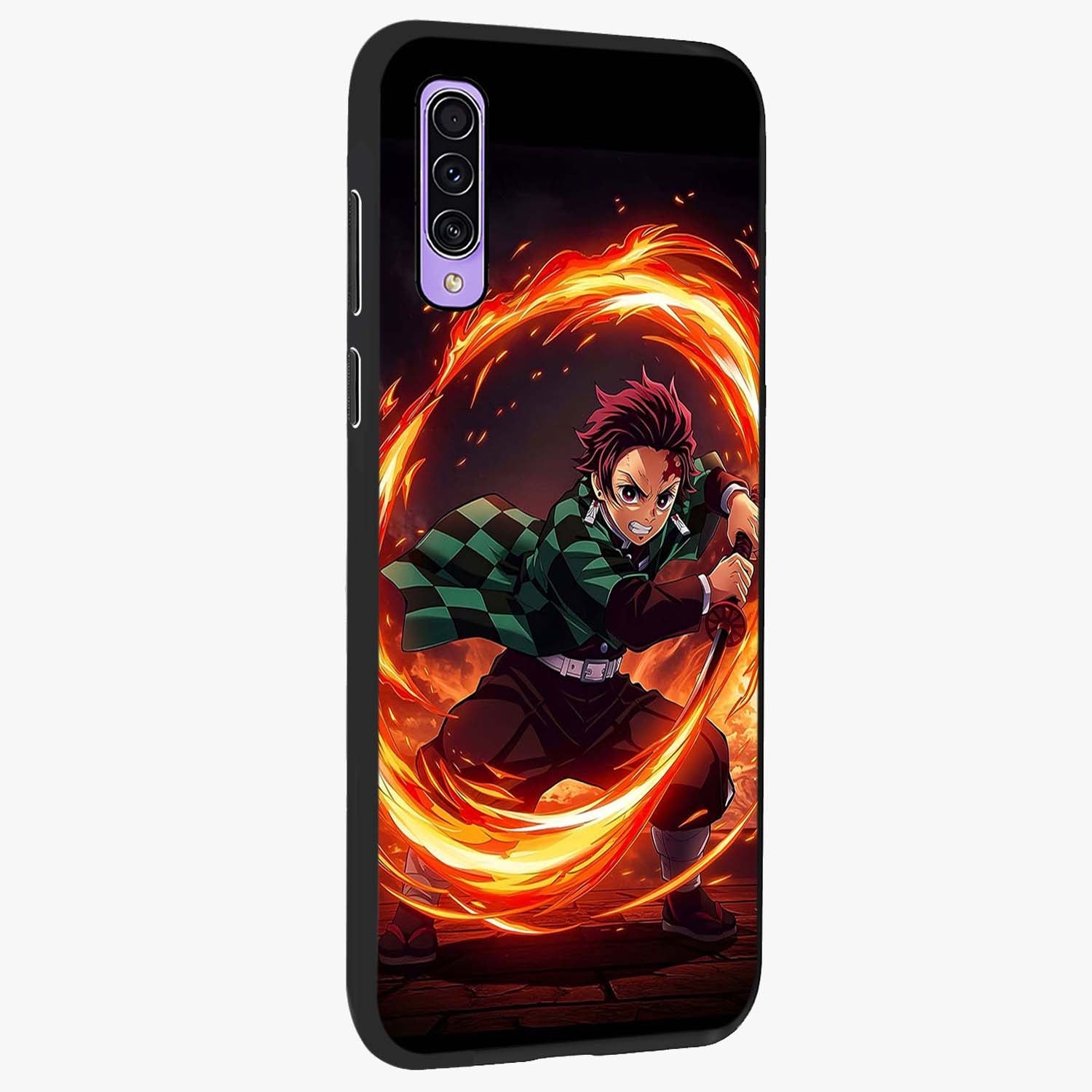 Blazing Sword Resolve Glass Case upright view showcasing dramatic warrior inspired artwork with intense visual style.