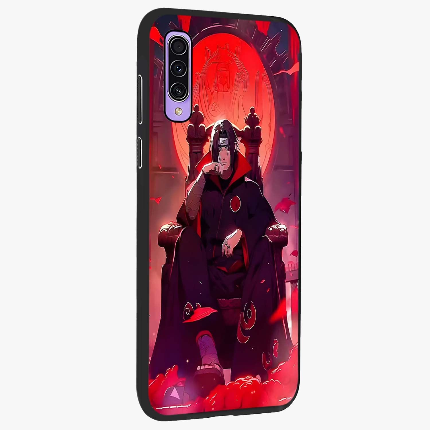 Blood Moon Sovereign Glass Case upright view showcasing powerful moon inspired artwork with cosmic aesthetic style.