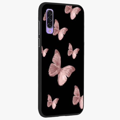 Butterfly Pattern Glass Case upright view showcasing graceful butterfly artwork with soft decorative theme.