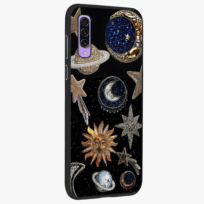Celestial Gem Constellations Glass Case upright view showcasing cosmic constellation artwork with celestial aesthetic style.