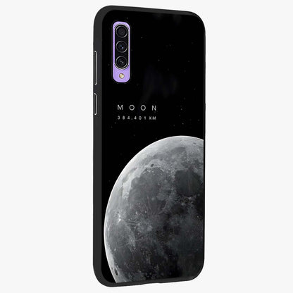 Cosmic Moon Glow Glass Case upright view showcasing luminous moon illustration with dreamy cosmic style.