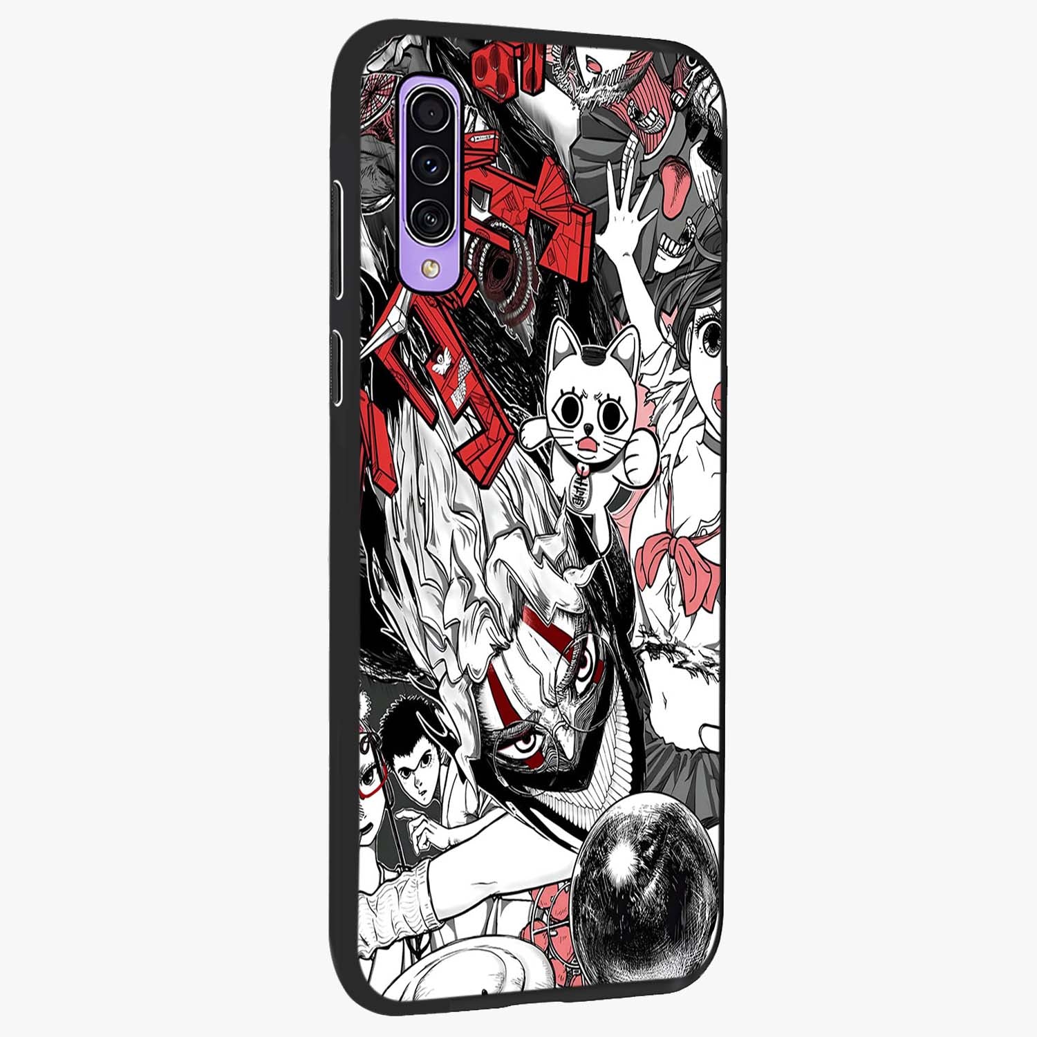 Crimson Chaos Panel Glass Case upright view showcasing intense crimson artwork with dramatic aesthetic style.