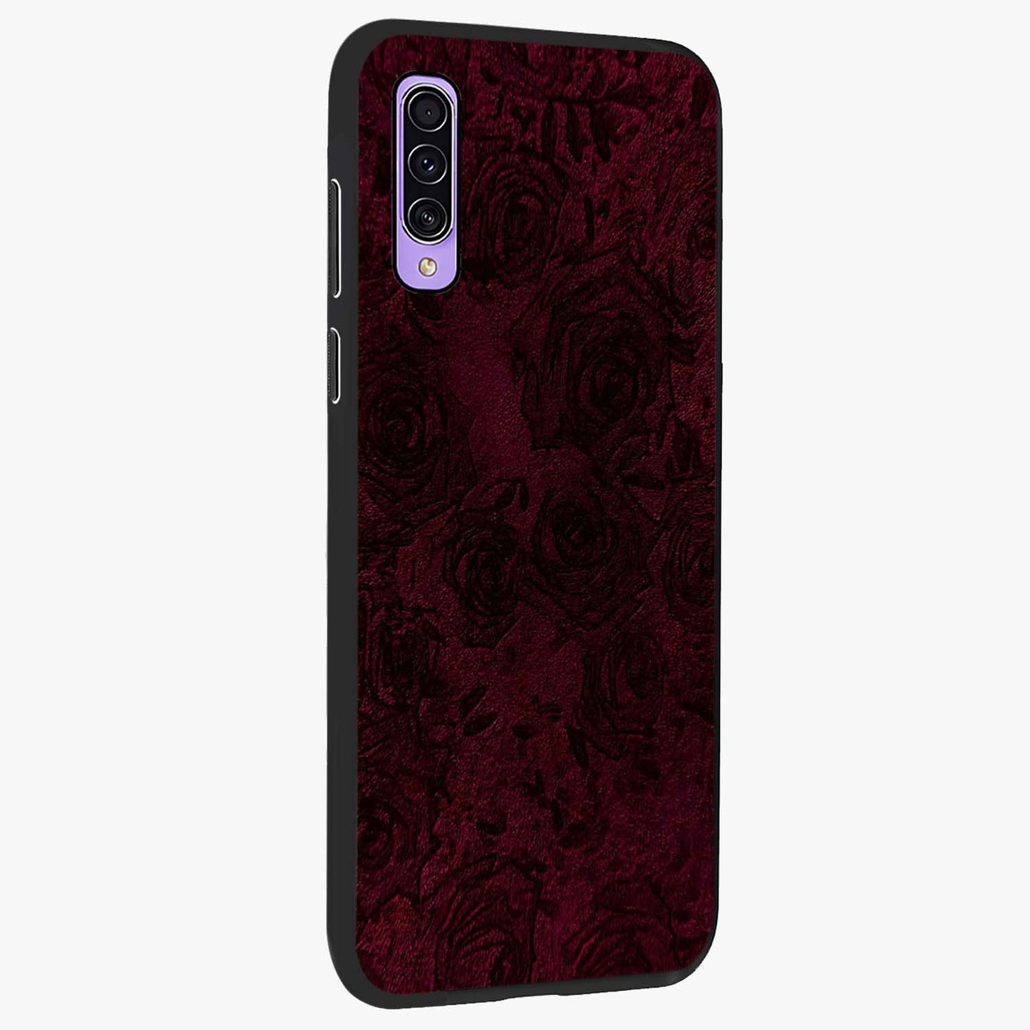 Crimson Fade Flow Glass Case upright view showcasing dynamic crimson flow artwork with stylish abstract theme.