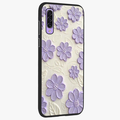Floral Wall Art With Purple Flowers Glass Case upright view showcasing elegant purple flower artwork with decorative floral theme.