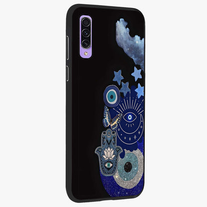 Galactic Charm Cluster Glass Case upright view showcasing glowing cosmic charm artwork with magical celestial style.