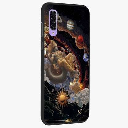 Galactic Divine God Glass Case upright view showcasing mystical divine artwork with dramatic cosmic theme.