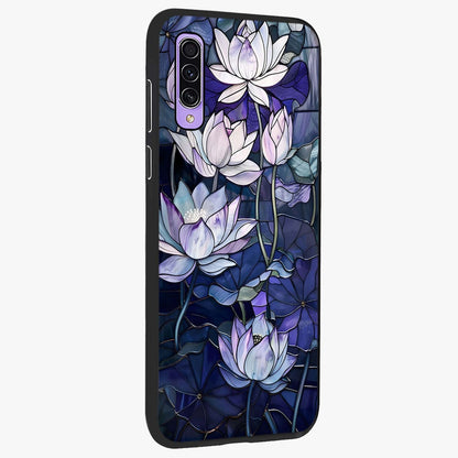 Gloss Petal Rush Glass Case upright view showcasing dynamic floral petal artwork with modern botanical theme.