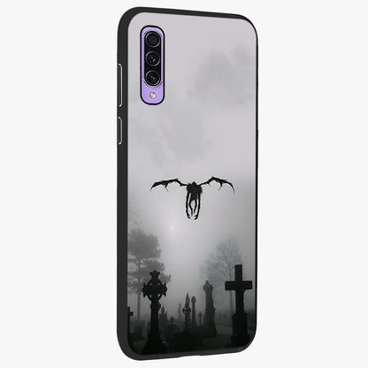 Graveyard Shadow Descent Glass Case upright view showcasing haunting graveyard artwork with dramatic dark theme.