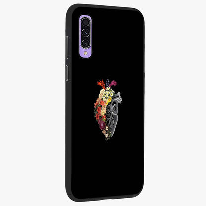Heart With Flowers Glass Case upright view showcasing decorative heart and floral artwork with sweet romantic theme.