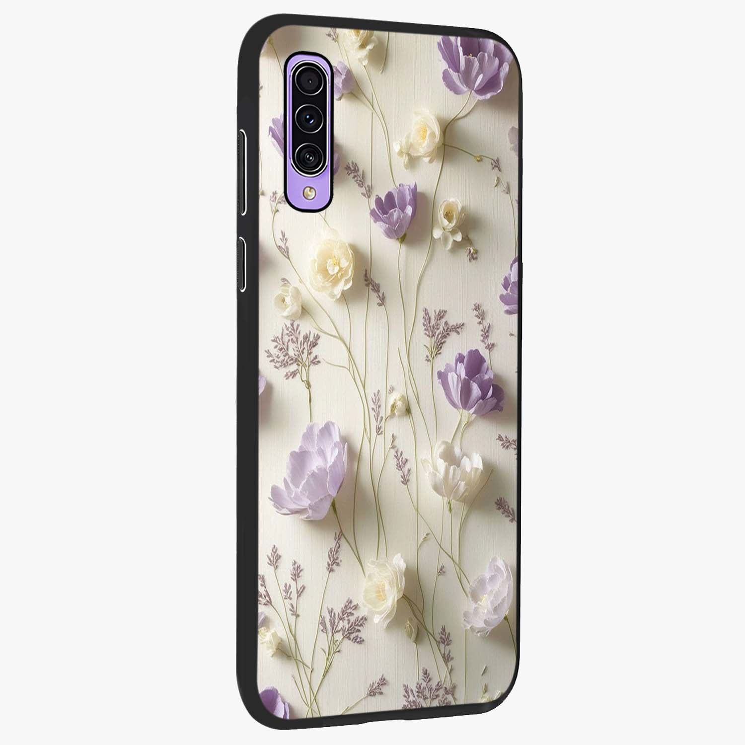 Lilac Breeze Harmony Glass Case upright view showcasing delicate lilac artwork with peaceful floral theme.