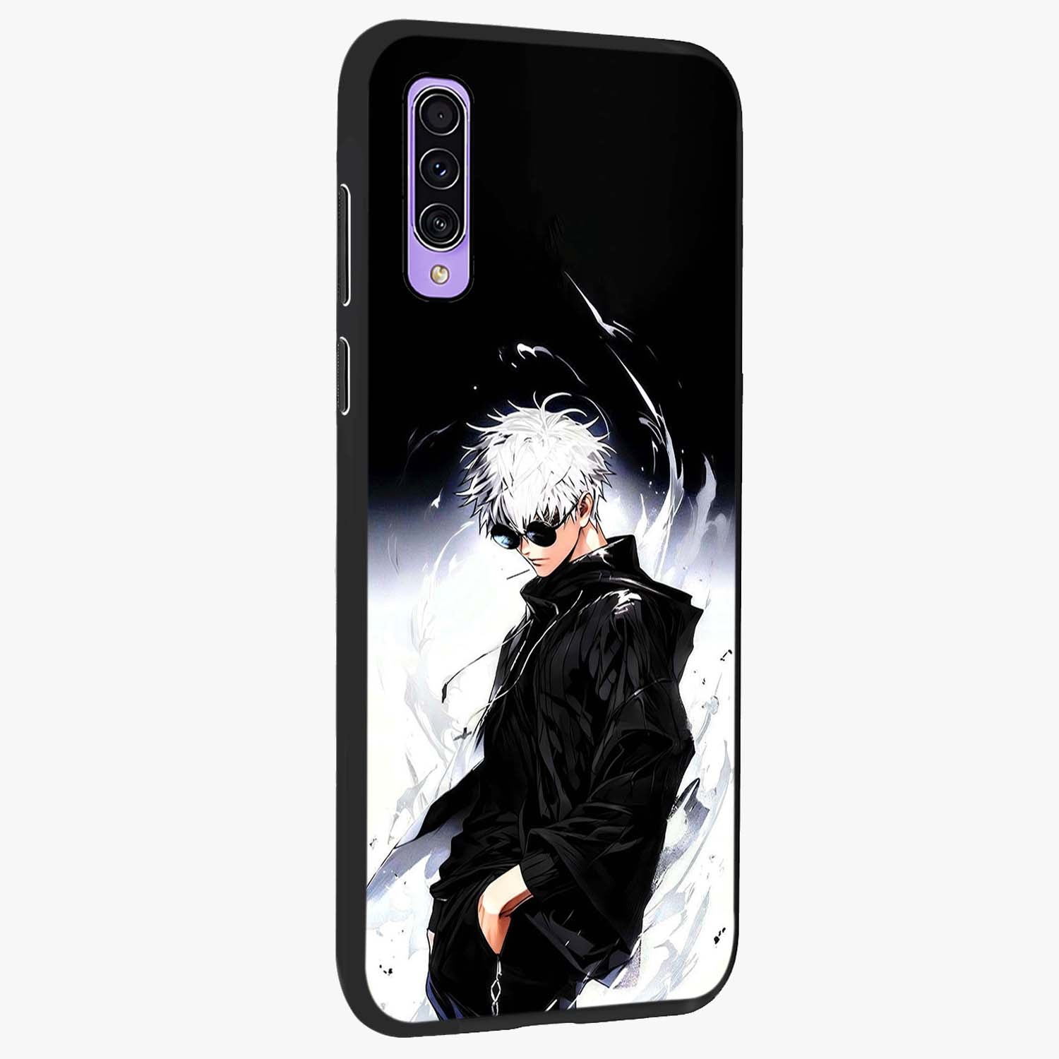 Limitless Shadow King Glass Case upright view showcasing bold shadow warrior artwork with epic fantasy theme.