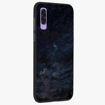 Lunar Veil Silence Glass Case upright view showcasing calm moon themed artwork with serene night atmosphere.