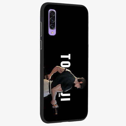 Midnight Blade Resolve Glass Case upright view showcasing intense warrior artwork with midnight battle theme.