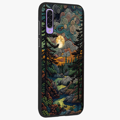 Moonlight Forest Dream Glass Case upright view showcasing magical forest artwork with calm night theme.