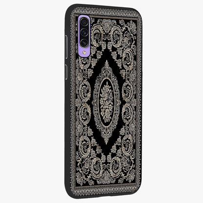 Noir Bloom Elegance Glass Case upright view showcasing graceful floral artwork with luxurious dark theme.