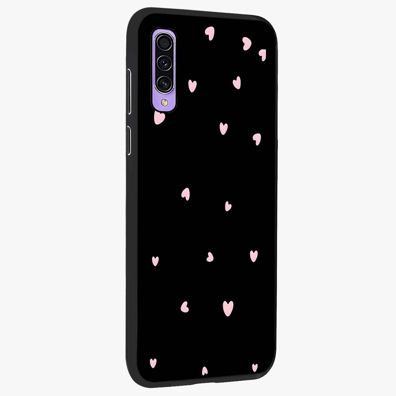 Pink Love Drops Glass Case upright view showcasing charming heart drop artwork with romantic playful theme.