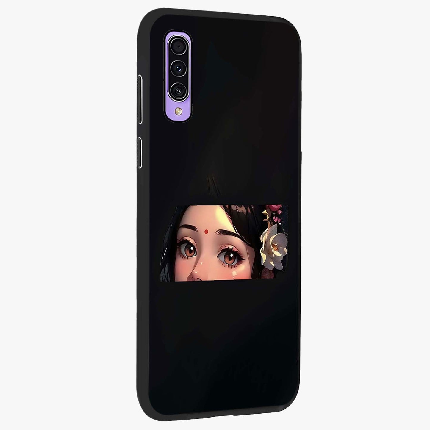 Radha Divine Embrace Glass Case upright view showcasing sacred Radha themed artwork with peaceful devotional style.
