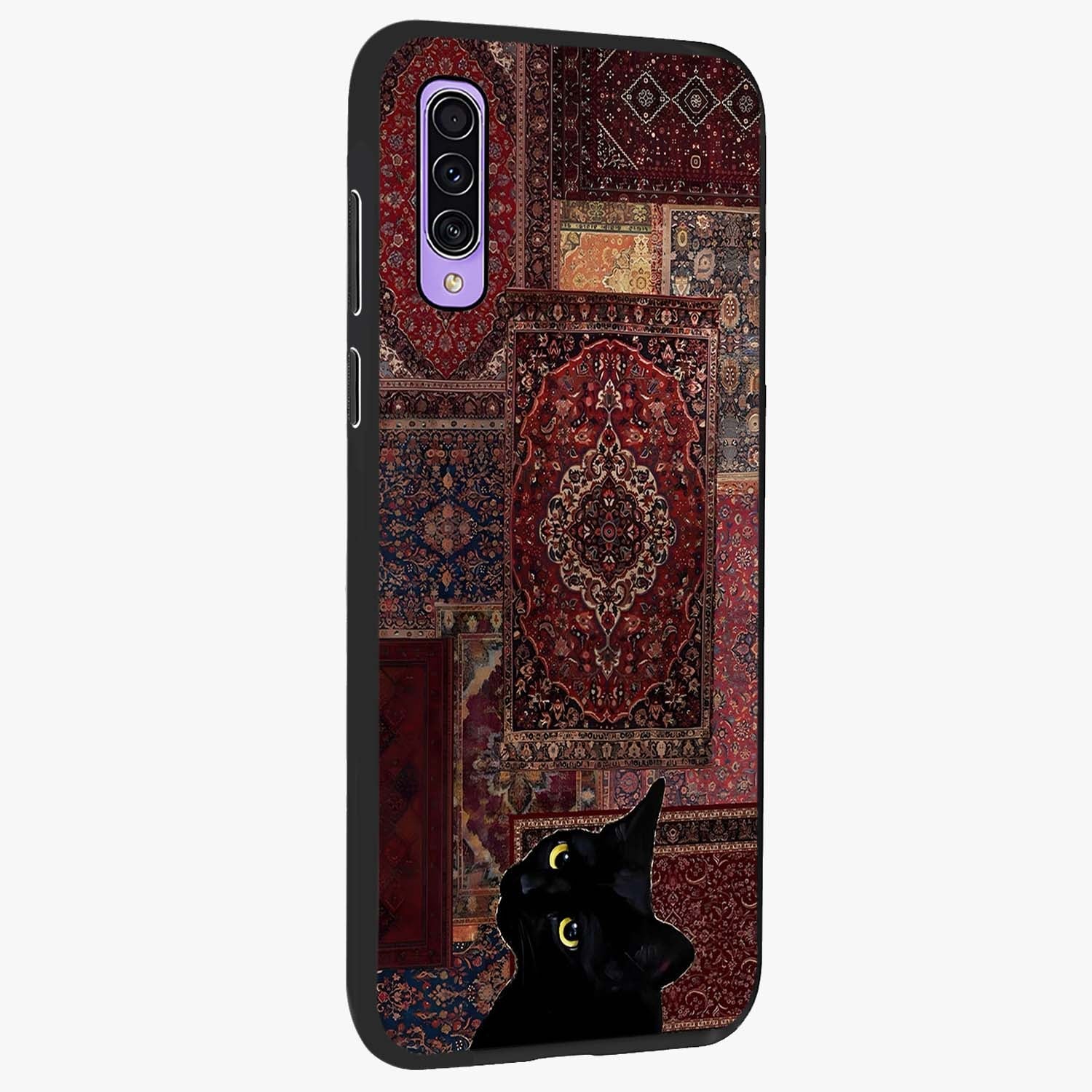 Regal Magic Cat Apple Glass Case upright view showcasing charming cat artwork with playful magical theme.