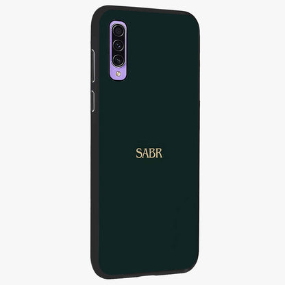 Sabr Minimal Patience Glass Case upright view showcasing calm minimalist artwork with motivational patience theme.