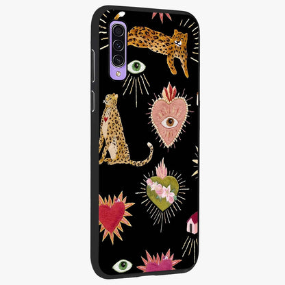 Sacred Jungle Heart Glass Case upright view showcasing vibrant jungle artwork with symbolic heart theme.