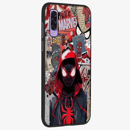 Spider Collage Street Glass Case upright view showcasing bold superhero artwork with urban street theme.