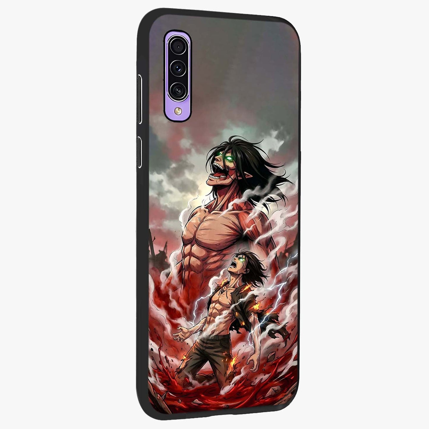 Titan Awakening Fury Glass Case upright view showcasing intense titan artwork with epic fantasy theme.