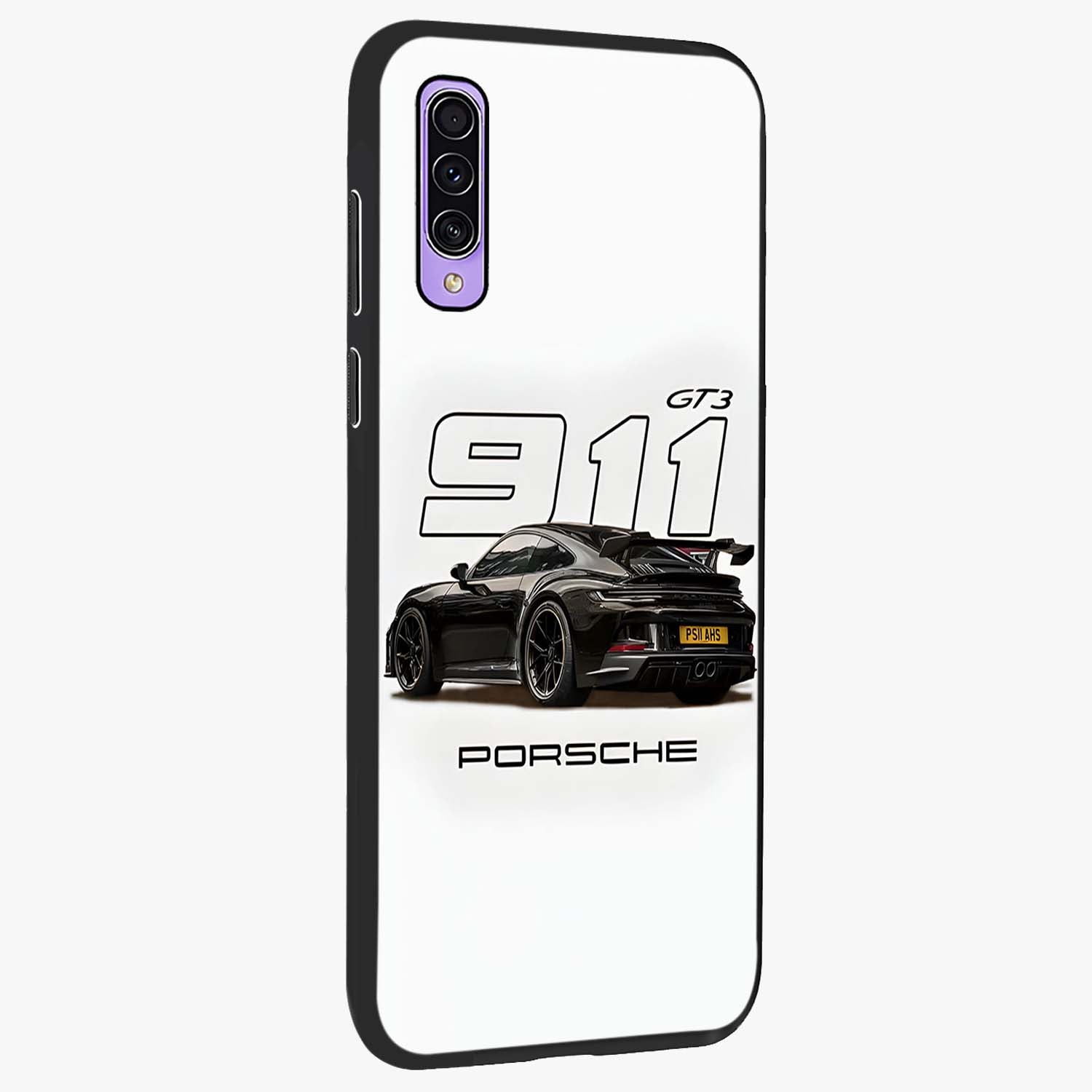 Turbo Legacy Icon Glass Case upright view showcasing bold racing inspired artwork with classic car theme.