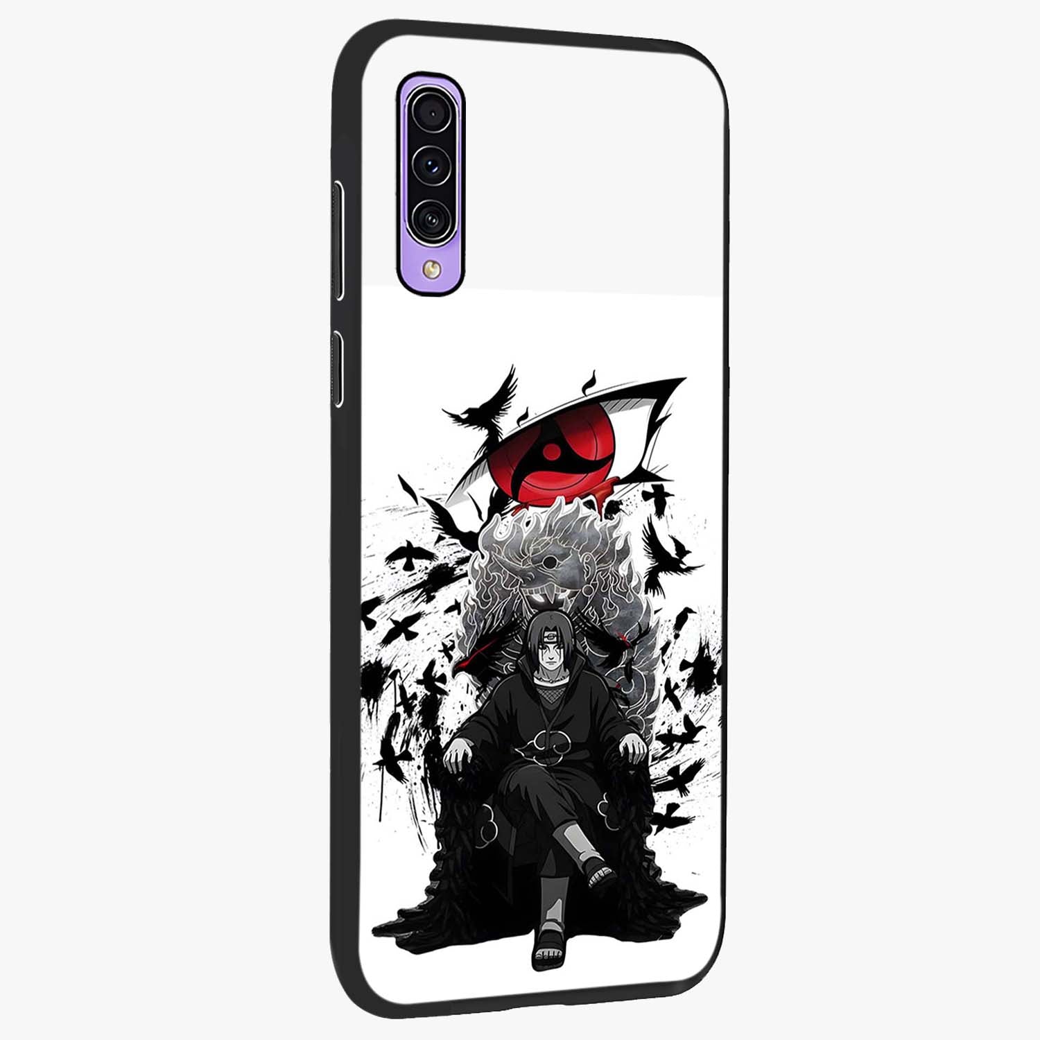 Uchiha Shadow Throne Glass Case upright view showcasing magical underwater galaxy artwork with vibrant cosmic theme.