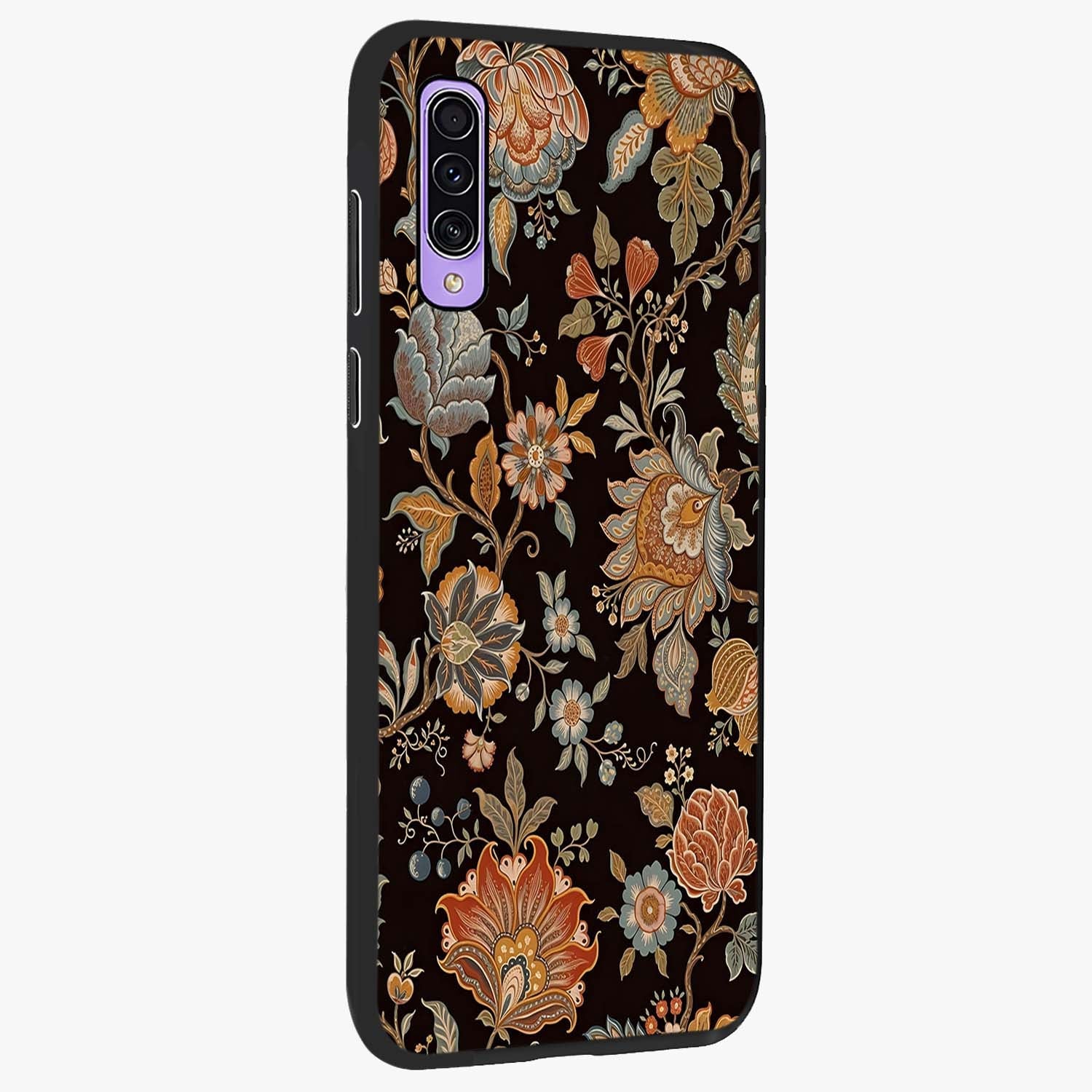 Vintage Floral Dream Glass Case upright view showcasing delicate floral artwork with timeless vintage theme.