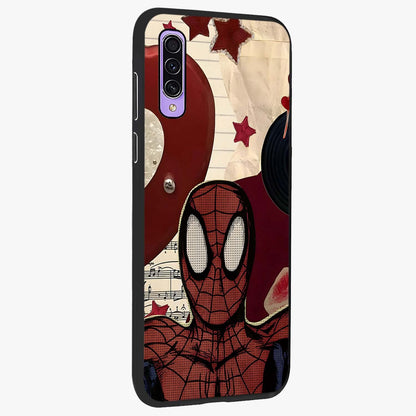 Web Warrior Vibes Glass Case upright view showcasing energetic superhero artwork with bold action theme.