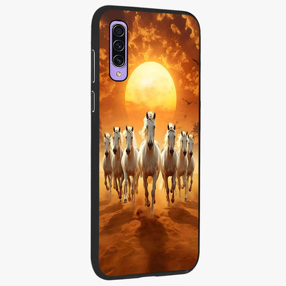 Wild Sunset Majesty Glass Case upright view showcasing dramatic sunset artwork with bold nature theme.
