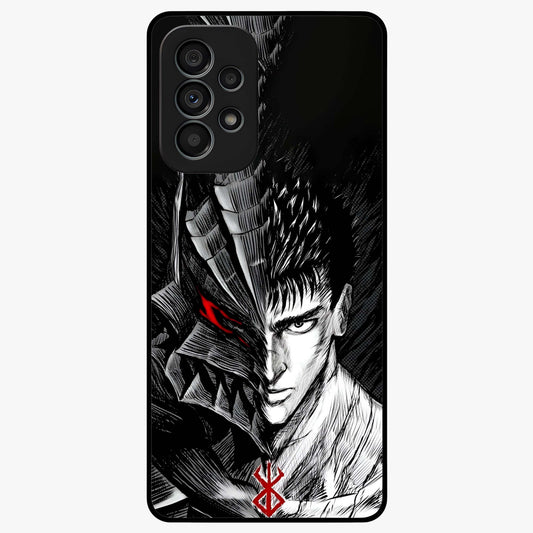 Berserker Blood Oath Glass Case showing flat back view with fierce warrior inspired artwork and glossy glass finish.