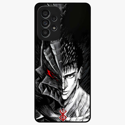 Berserker Blood Oath Glass Case showing flat back view with fierce warrior inspired artwork and glossy glass finish.