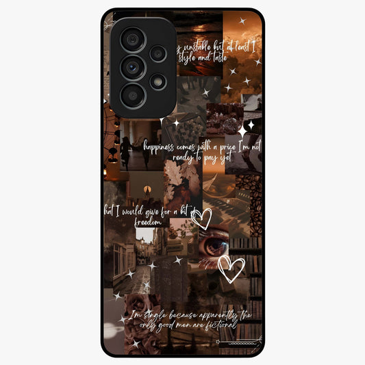 Bittersweet Aesthetic Chaos Glass Case showing flat back view with artistic chaotic aesthetic design and glossy glass finish.