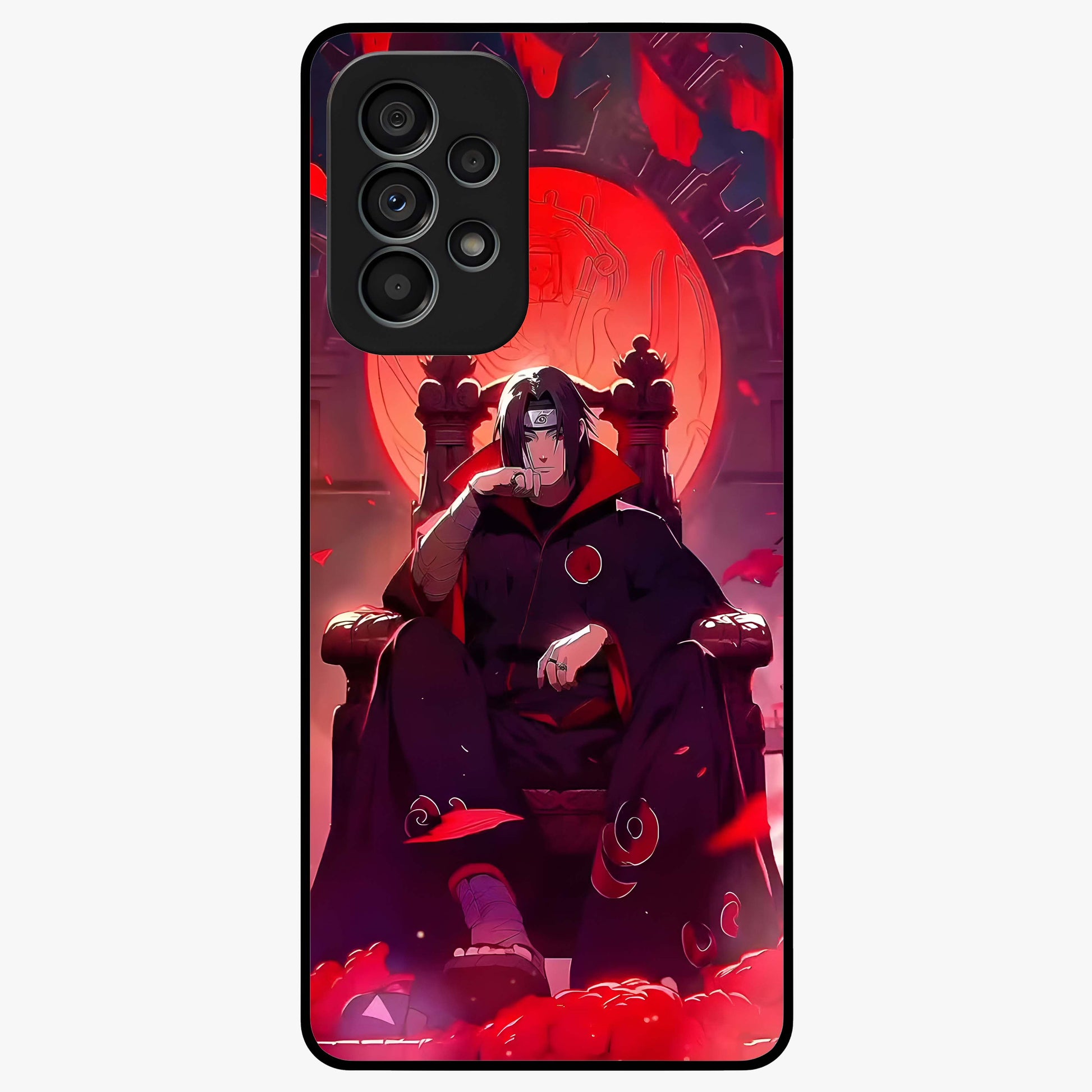 Blood Moon Sovereign Glass Case showing flat back view with mystical blood moon artwork and glossy glass finish.