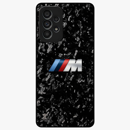 Carbon Speed Mark Glass Case showing flat back view with sporty carbon pattern artwork and glossy glass finish.