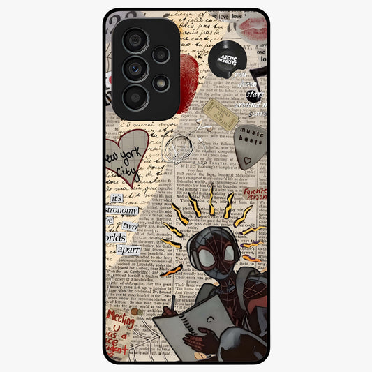 City Dream Sketch Glass Case showing flat back view with artistic city skyline sketch artwork and glossy glass finish.