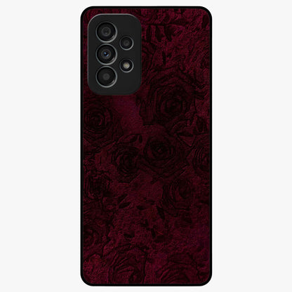 Crimson Fade Flow Glass Case showing flat back view with flowing crimson gradient artwork and glossy glass finish.